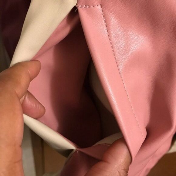 Colorblock Faux Leather Shirt Jacket Shacket 90s 70s Snap button Y2K M - Picture 16 of 16